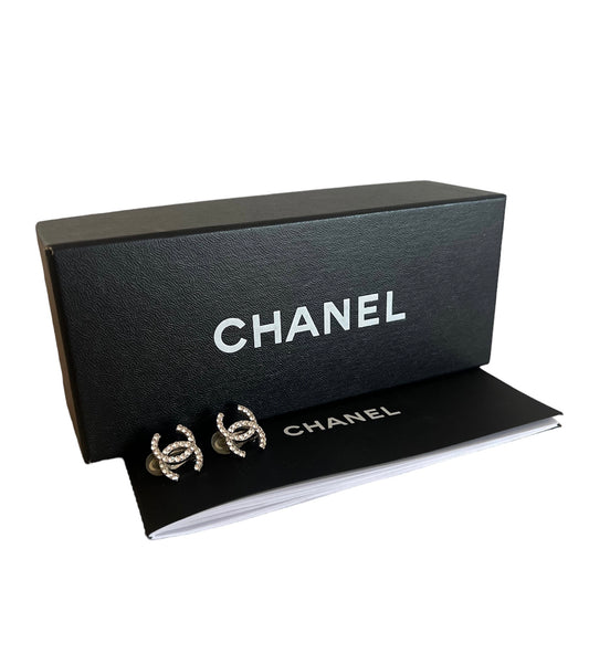 Chanel Crystal CC Clip On Earrings